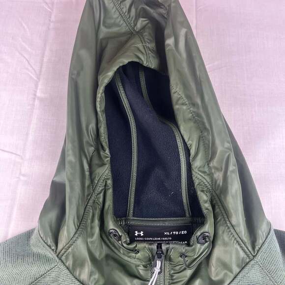 Under Armour Men's XL ColdGear Fleece Full Zip Hoodie Marine OD Green - Picture 4 of 13